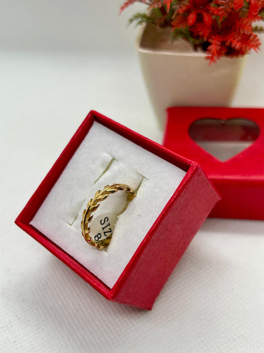 Stainless Steel Flower Petal Shape Golden Ring