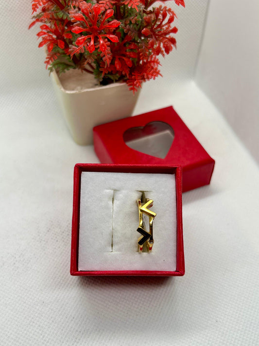 Stainless Steel Double V Golden Ring 1pc