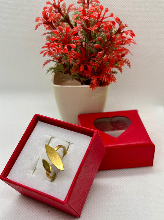 Leafy Stainless Steel Golden Ring