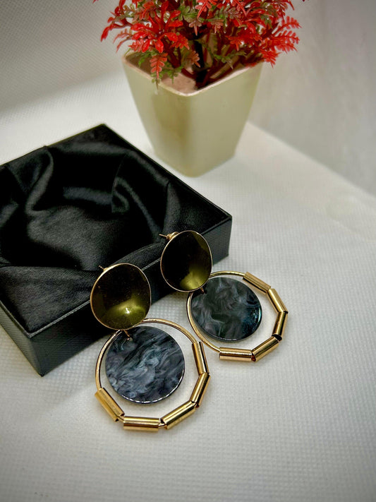 Marble Resin Stainless Steel Earrings