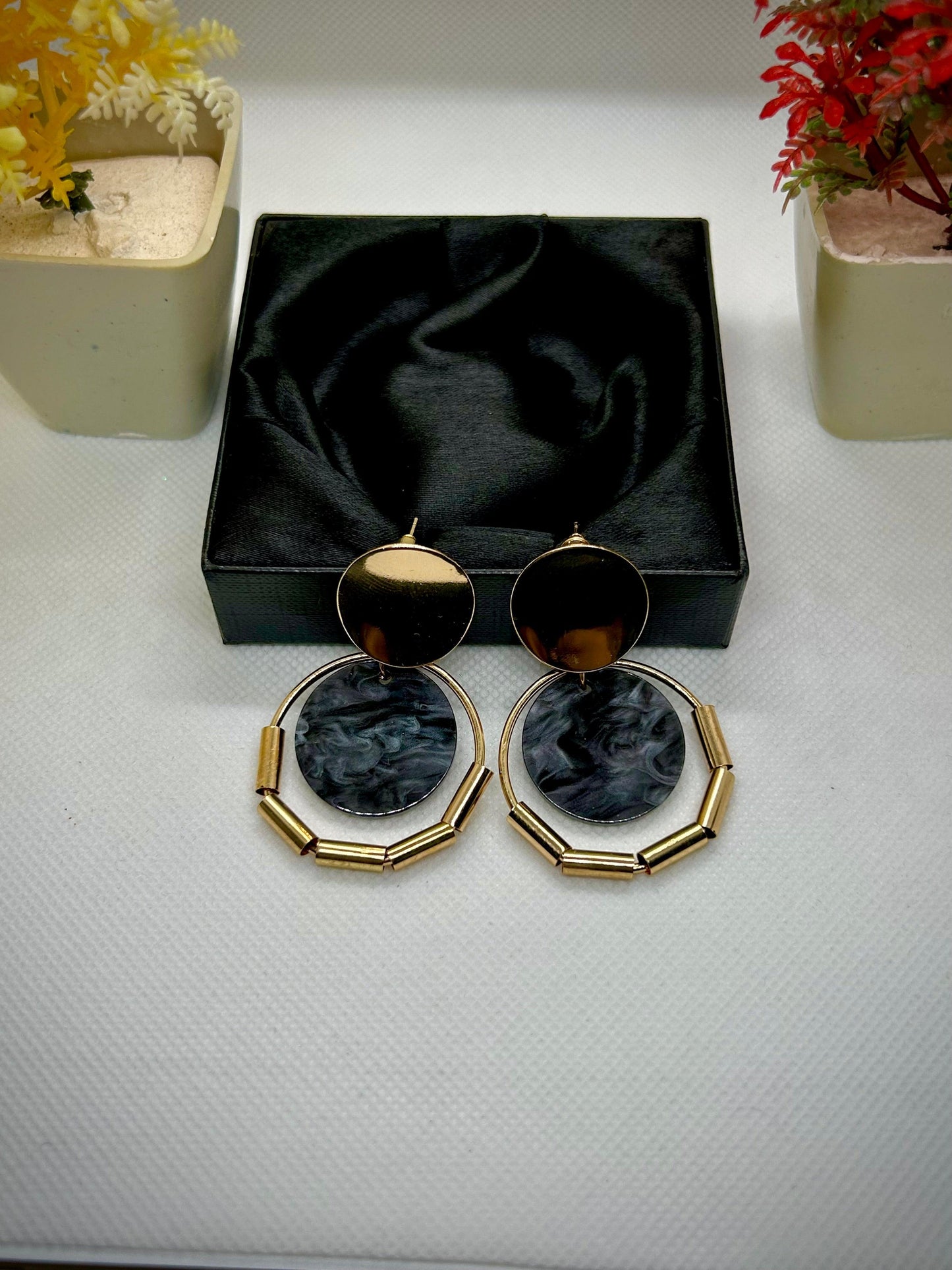 Marble Resin Stainless Steel Earrings