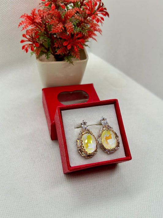 Double Shaded Mirror Stone Earrings