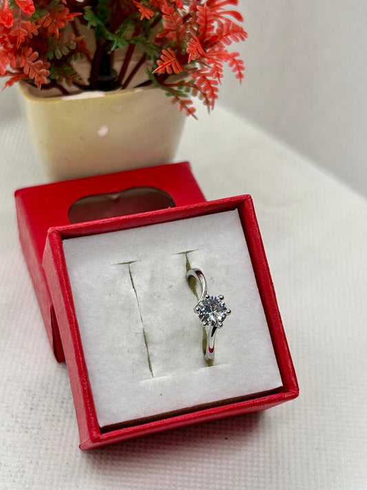 White Zircon Stone Silver Ring 10