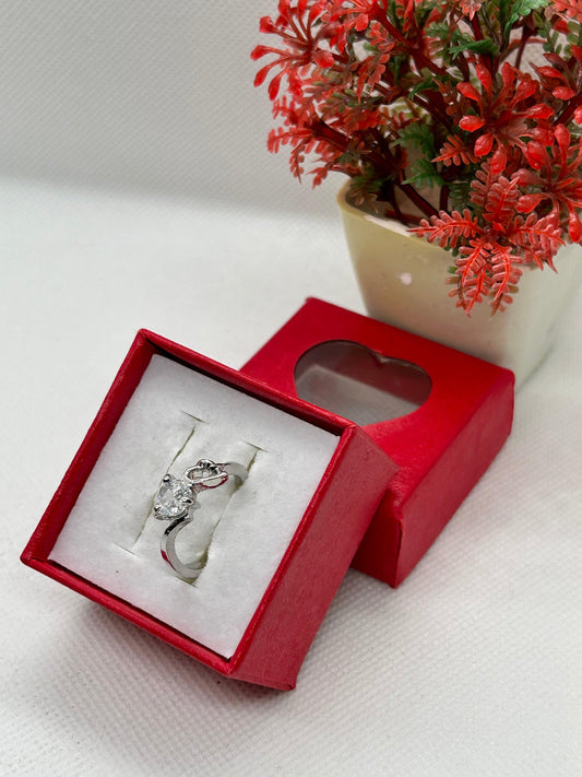White Zircon Stone Silver Ring 11