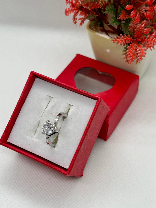 White Zircon Stone Silver Ring 13