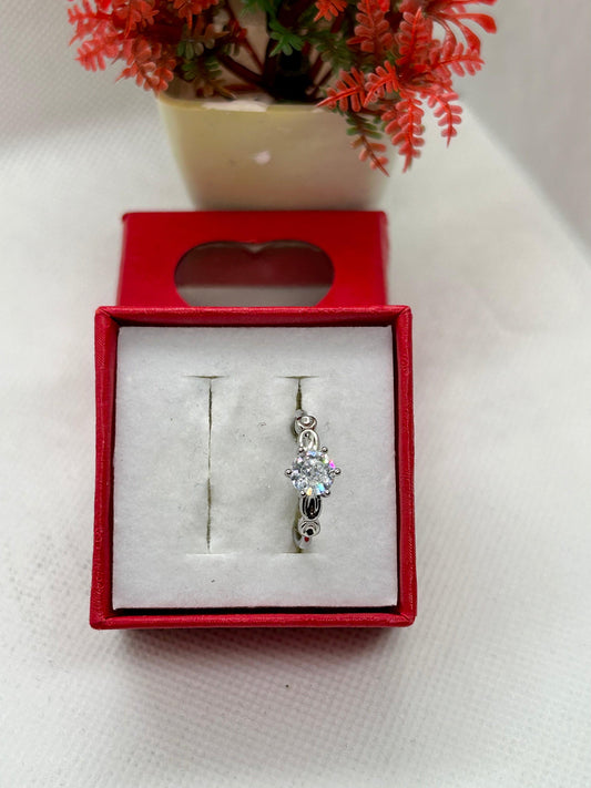 White Zircon Stone Silver Ring 14