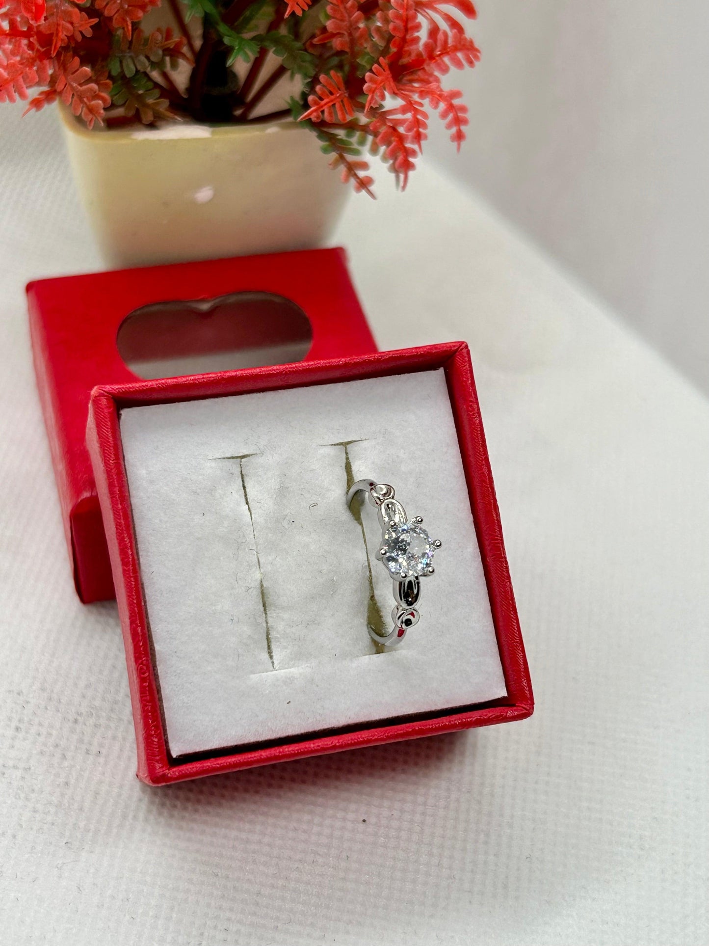 White Zircon Stone Silver Ring 14