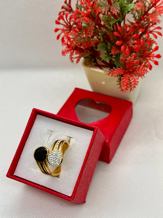 Satinless Steel Black & White stones Rings