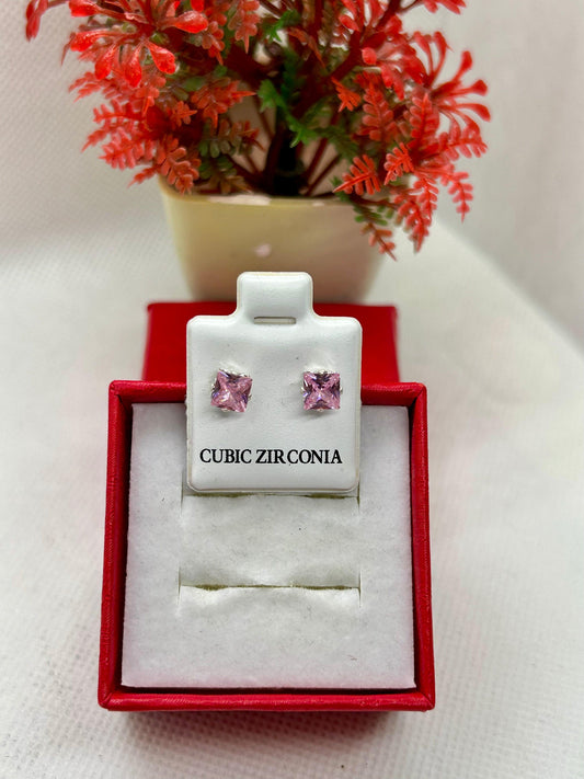 Square Cubic Zirconia Studs
