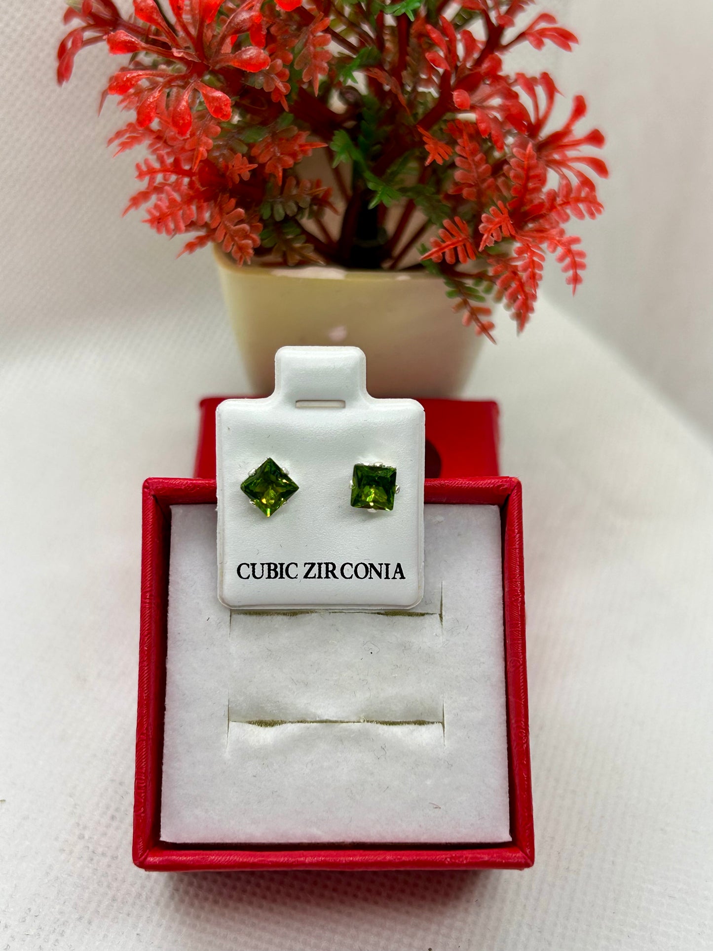 Square Cubic Zirconia Studs