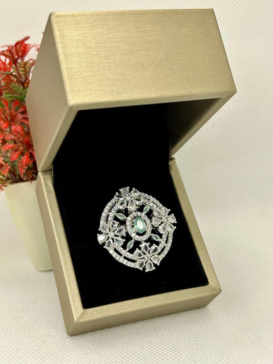 Sea Flower Zircon Stones Silver Carat Ring