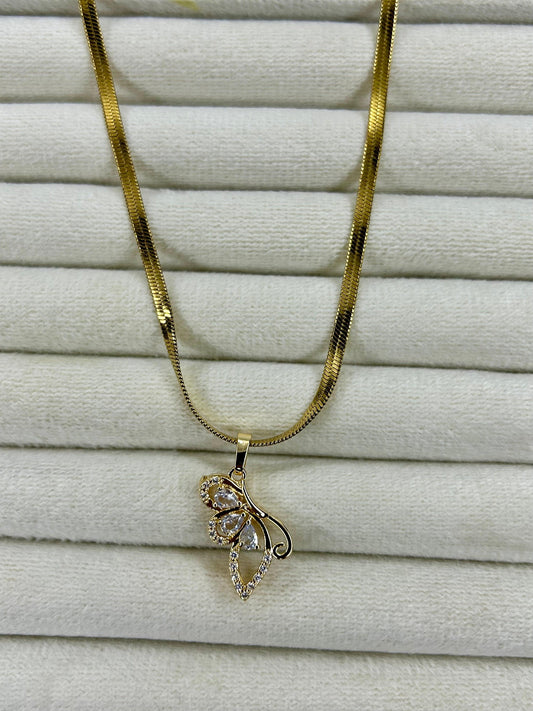 Stainless Steel Zircon Stone Butterfly Pendant