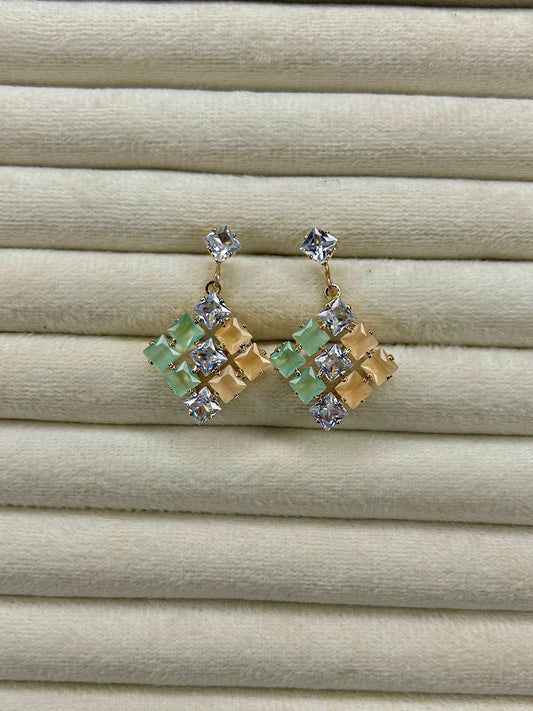 Zircon Stones Square Earrings