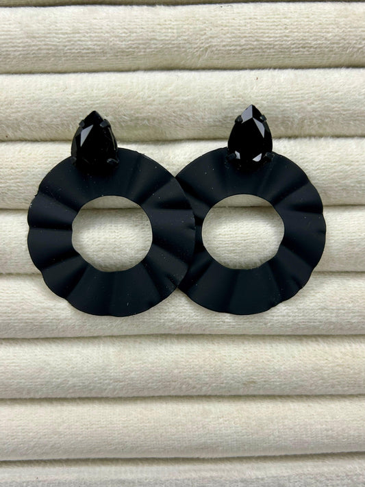 Black Flower Funky Earrings