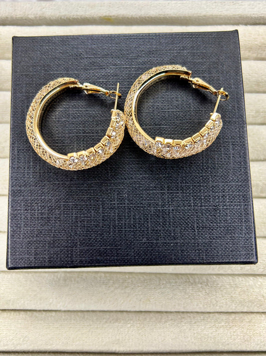 Double Graided Net Stones Hoop