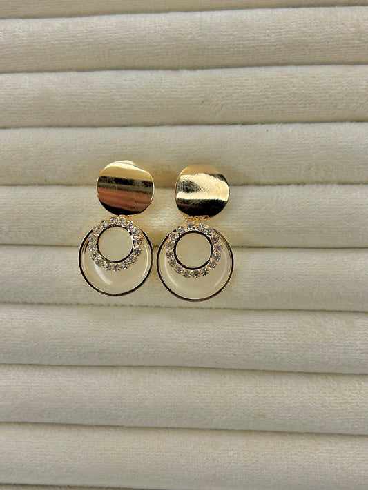 Stainless Steel Resin Inlay Crystal Earrings