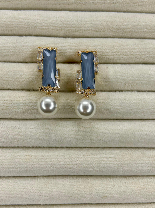 Zircon Stones Pearl Earrings