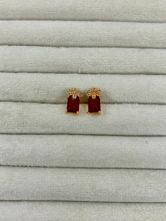 Golden Flower Zircon Stone Studs