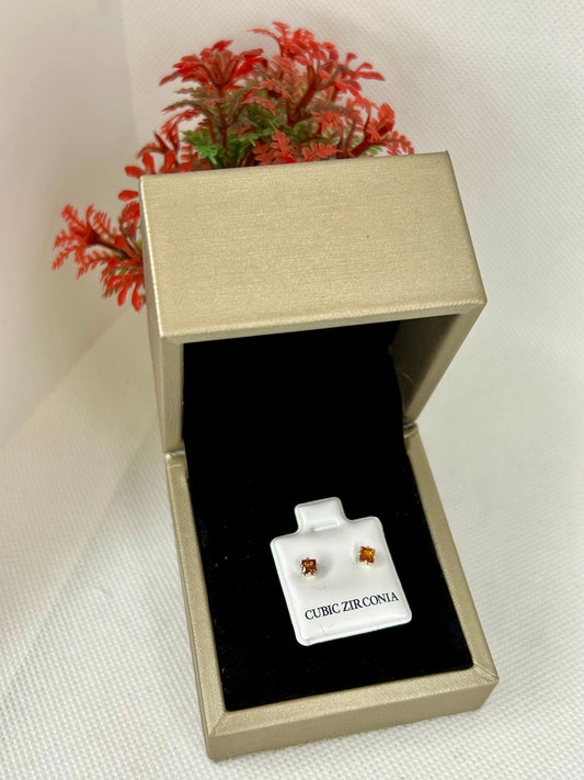 Square Zircon Stone Studs ( Zero Size )