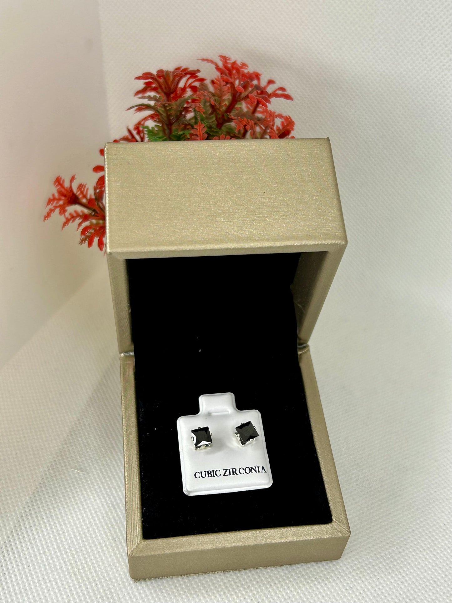 Square Zircon Stones Studs ( Size 02 )