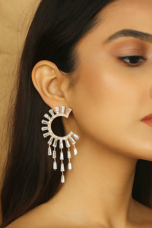 Crystal Stones Drop Earrings